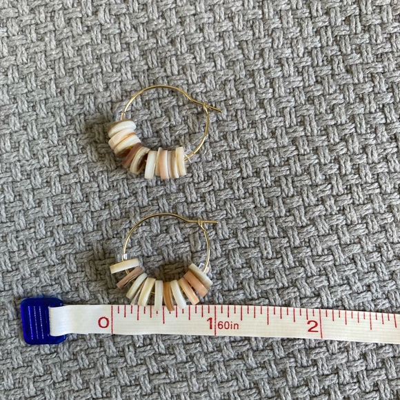 Bohemian Handmade White Sea Shell Hoop Earrings - Picture 7 of 10